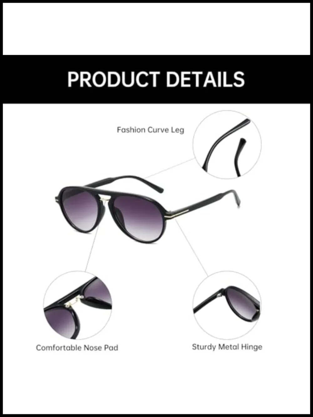 Retro 70s Vintage Pilot Double Bridge Round Oversized Sunglasses UV400